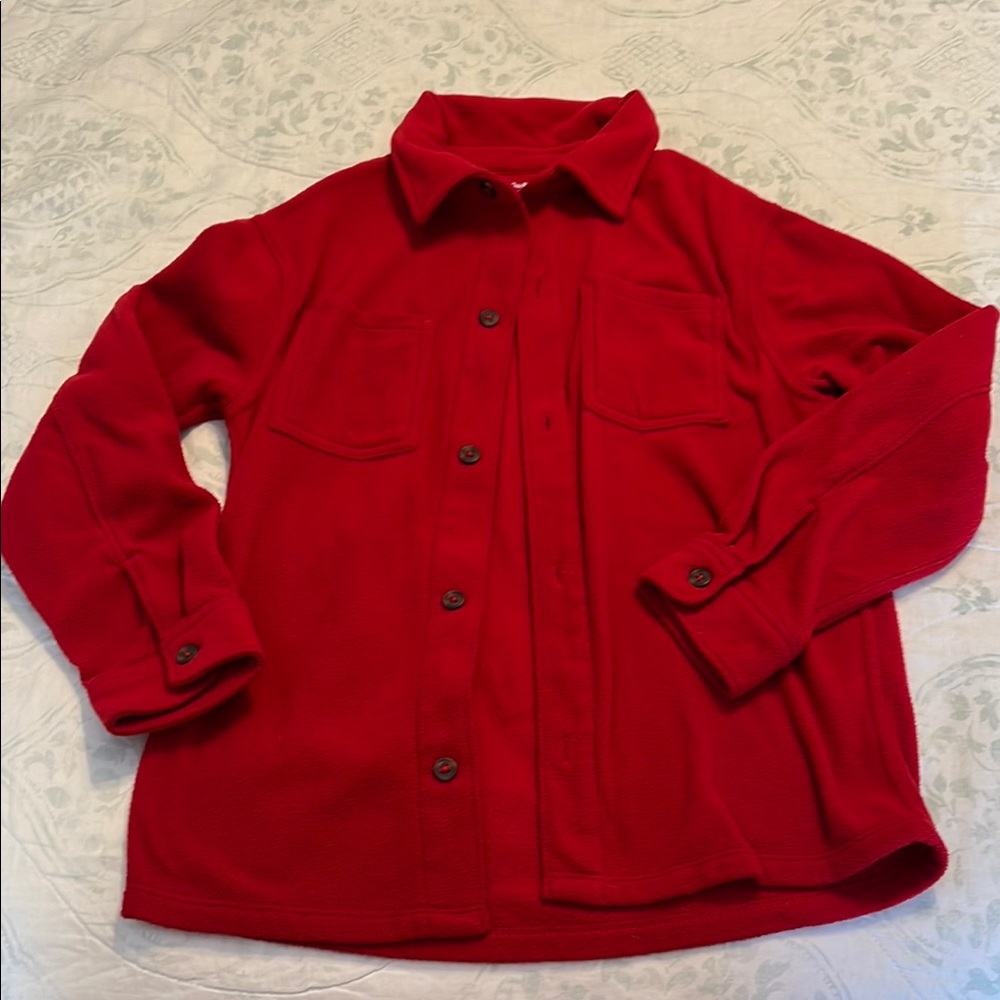 Vibrant Red Button-Up Shacket